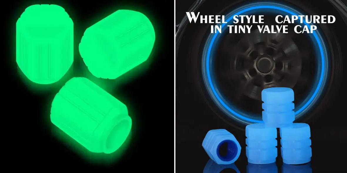 4Pcs Luminous Valve Caps – Night Glowing Tyre Caps for Car, Motorcycle & Bicycle
